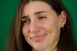 emotional break woman portrait, studio shot photo