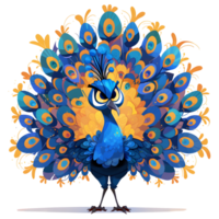 Happy cute peacock cartoon illustration png