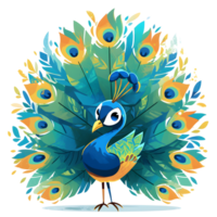 Happy cute peacock cartoon illustration png