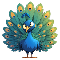 Happy cute peacock cartoon illustration png