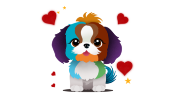 dibujos animados perro o perrito caracteres diseño colección con plano color, cara dibujos animados Clásico dibujo, perro en amar, adorable mullido animal png