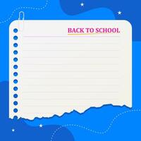 back to school with paper background with torn space for text vector