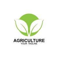 agriculture logo, farm land logo design template vector