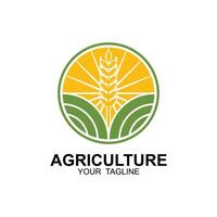 agriculture logo, farm land logo design template vector