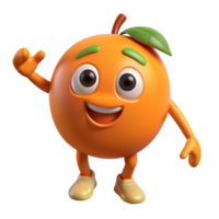 laranja mascote 3d gráfico png