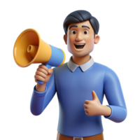Man with Megaphone 3d Person png