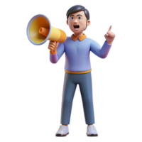 homme avec mégaphone 3d le rendu png