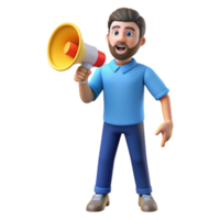 Man with Megaphone 3d Render png