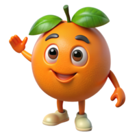 naranja mascota 3d diseño png