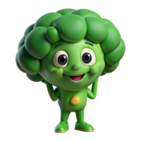 broccoli maskot 3d tillgång png