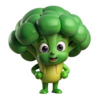 brocoli mascotte 3d le rendu png