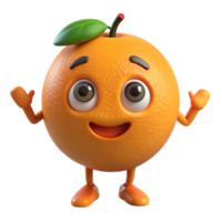 naranja mascota 3d hacer png