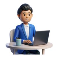 Business People Working with Laptop 3d Render png