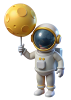 astronauta segurando lua balão 3d gráfico png