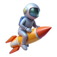 Astronaut Riding Rocket 3d Render png