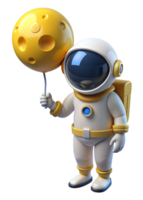 astronauta segurando lua balão 3d imagem png