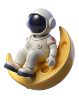 Astronaut Sitting on Moon 3d png