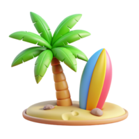 plage paume arbre 3d le rendu png