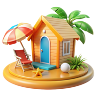 plage chalet 3d png