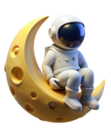 Astronaut Sitting on Moon 3d Design png