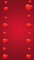 A social media motion background with beating red hearts on a red gradient background. Red background with hearts. video