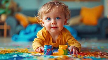 Toddler paints with watercolors video