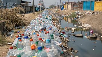 esvaziar água garrafa plástico galon desperdício plástico reciclando conceito video