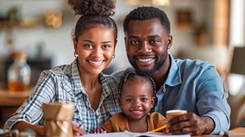 Happy family holding life insurance policy documents at home video