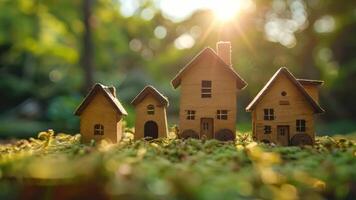 House model placed on the grass The concept of a family moving into a new house video