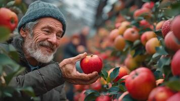 Family picking apples at an orchard. video