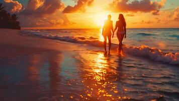 Couple on a romantic beach vacation. video