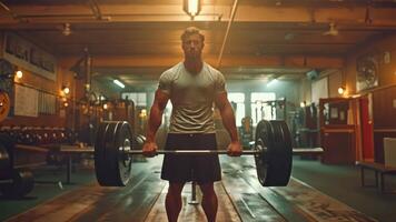 gewichtheffer aan het doen deadlift in Sportschool video