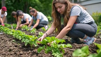 Community garden project with participants planting. video