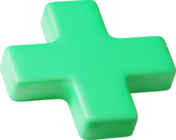 3D green cross sign symbol png