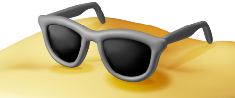 3d Preto oculos de sol dentro areia png