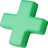 3D green cross sign symbol png