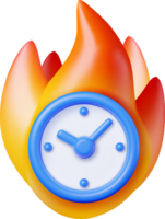 3d Alarm Uhr im Feuer png