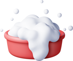 3d plastic basin with soapy foam and bubbles png