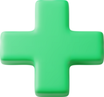 3D green cross sign symbol png