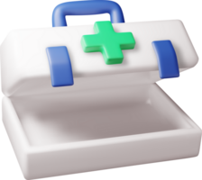 3d First aid kit with green cross png