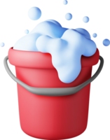 3d plastic bucket with soapy foam and bubbles png