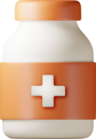 3D plastic bottle full of pills png