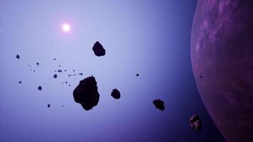 a large cluster of asteroids near an unknown planet video