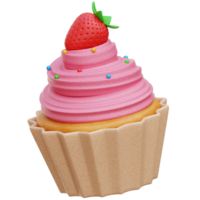 Erdbeere Cupcake 3d Illustration png