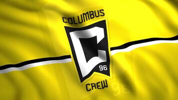 The emblem of Columbus Crew FC. Motion . Logotype on a yellow background is an American football club from Columbus, Ohio, playing in MLS, the major soccer league of the USA and Canada. video