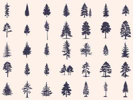 conjunto de siluetas de árboles vector