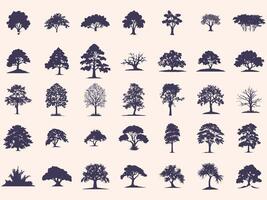 conjunto de siluetas de árboles vector