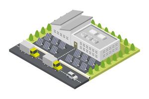Solar cell energy isometric on white background vector