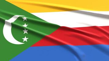 Comoros Flag. Fabric textured Comorians Flag. 3D Render Illustration. photo