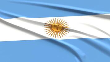 Argentina flag. Fabric textured Argentinian flag. 3D render illustration. photo